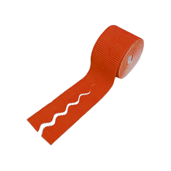 Pack 2 rollos borde decor. cartón ond. 10 cm. Naranja (1)