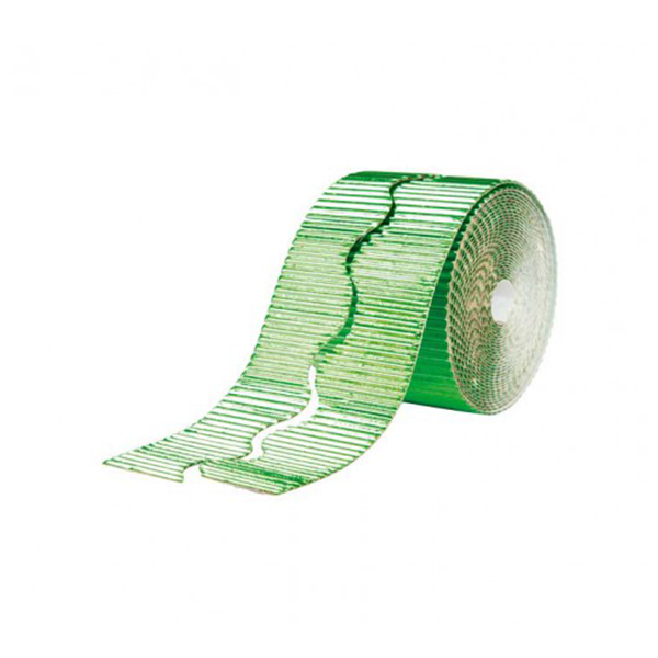 Pack 2 rollos borde decor. cartón ond. metaliz. 10 cm. Verde