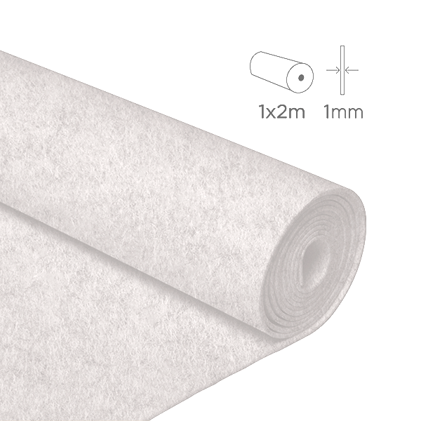 Fieltro Para Manualidades, A: 45 cm, 1,5 mm, 180-200 gr, Blanco, 5 M, 1  Rollo