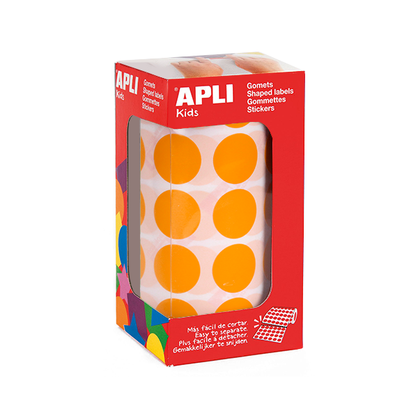 Rollo gomets Apli círculos grande 20 mm. Naranja