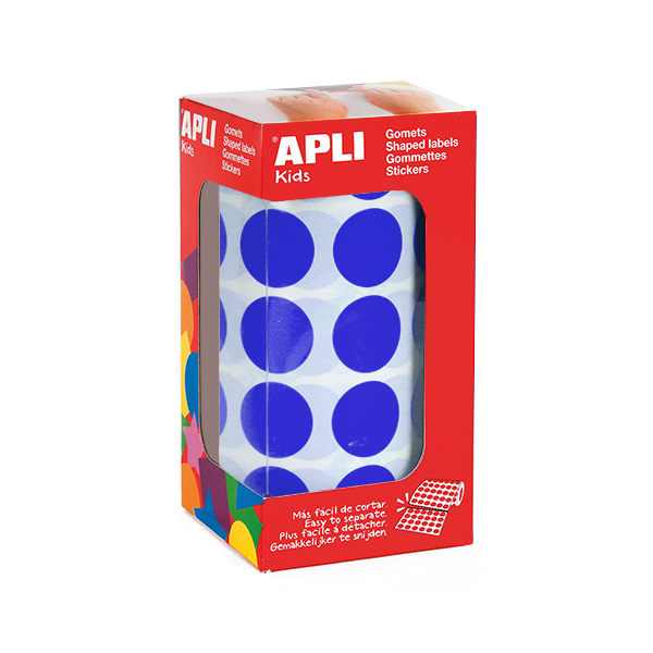 Rollo gomets Apli  círculos grande 20 mm. Azul 4860