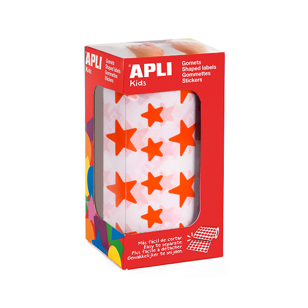 Rollo gomets Apli estrellas grandes y peq. Rojo