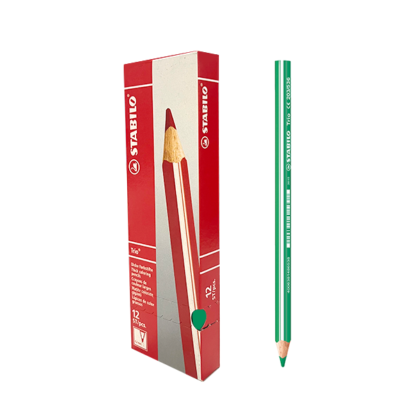 Caja 12 lápiz color. Stabilo Trio Thick Verde medio (10)