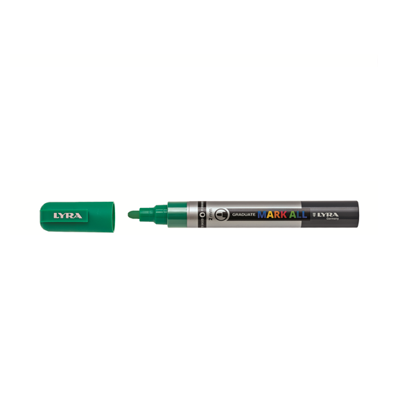 Marcador permnt. Lyra Mark All Verde Esm. 2 mm
