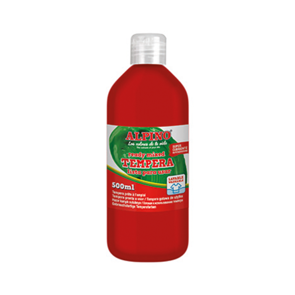 Témpera superlavable Alpino 500 ml. Roja