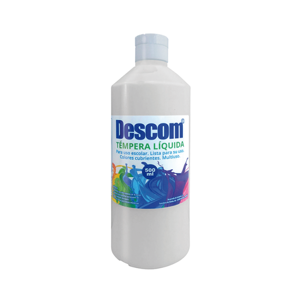 Témpera líquida Descom 500 ml. Blanco (6)