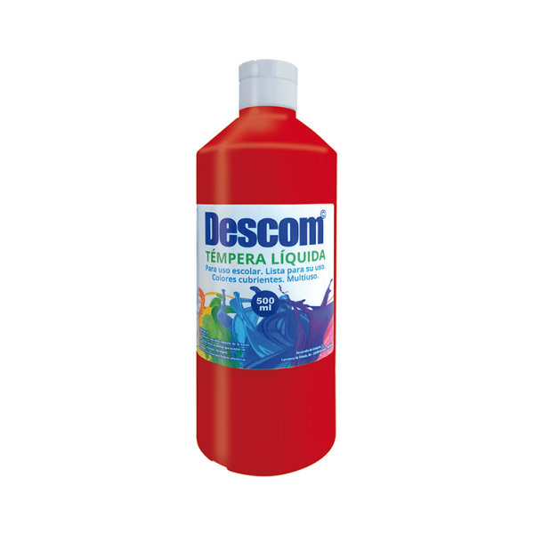 Témpera líquida Descom 500 ml. Rojo (6)