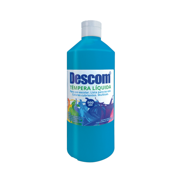 Témpera líquida Descom 500 ml. Azul claro (6)