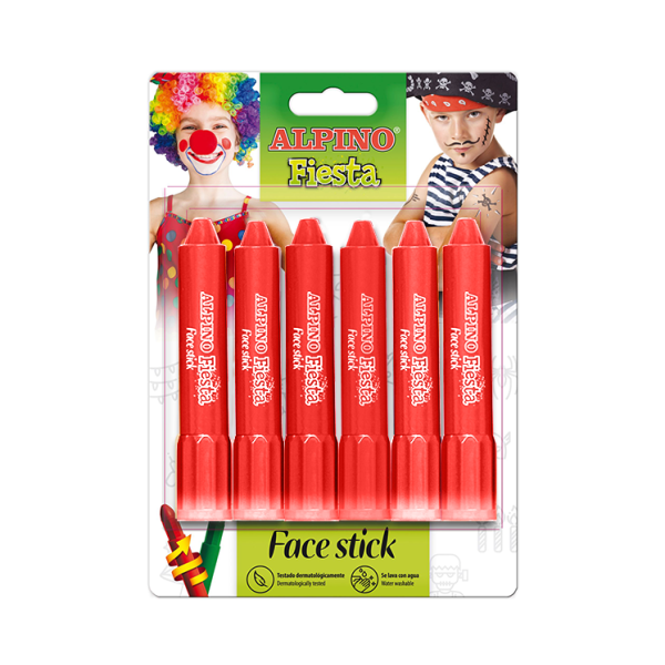 Blíster 6 barras maquillaje Face Stick Rojo