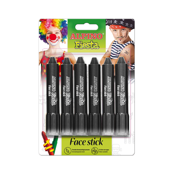 Blíster 6 barras maquillaje Face Stick Negro (20)